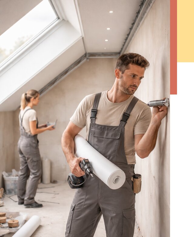 Монтаж натяжного потолка на мансарде в Еманжелинске от 3595 руб. | ОТДЕЛОЧНИК-Мнж