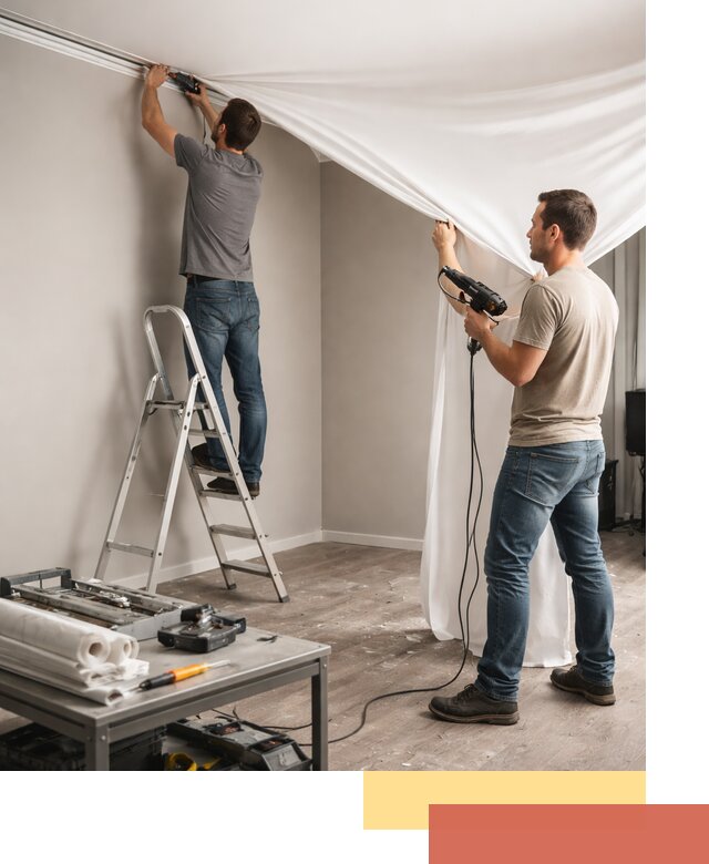 Монтаж натяжного потолка в студии в Еманжелинске