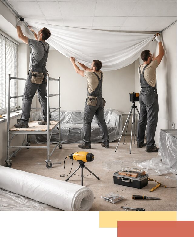 Монтаж натяжного потолка в офисе в Еманжелинске