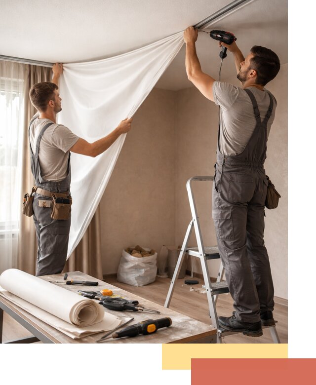 Замена полотна натяжного потолка в Еманжелинске быстро и качественно