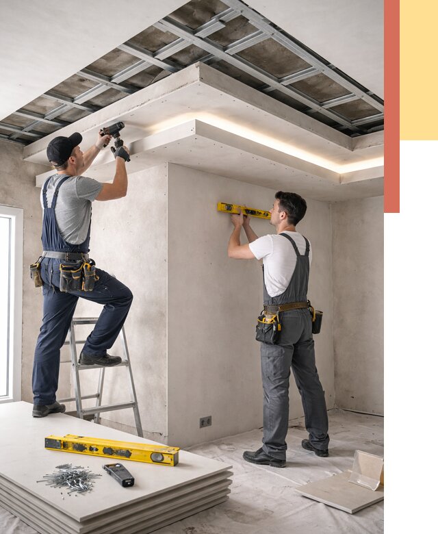 Двухуровневый потолок из гипсокартона в Еманжелинске от 1489 руб. под ключ | ОТДЕЛОЧНИК-Мнж