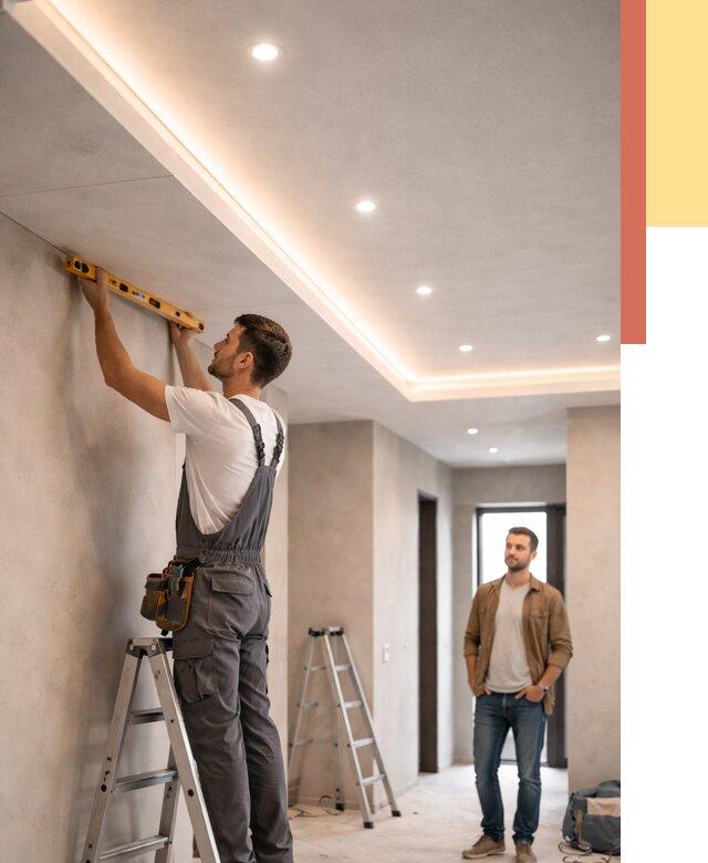 Потолок из гипсокартона с подсветкой в Еманжелинске от 770 руб./м2 под ключ | ОТДЕЛОЧНИК-Мнж