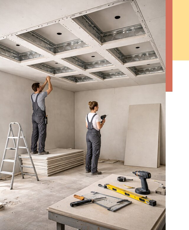 Кессонный потолок из гипсокартона в Еманжелинске от 1900 руб. — монтаж и под ключ | ОТДЕЛОЧНИК-Мнж