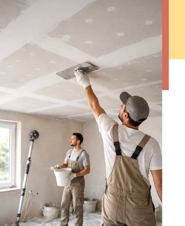 Шпаклевка потолка из гипсокартона в Еманжелинске от 3287 руб./м2 — услуги под ключ | ОТДЕЛОЧНИК-Мнж