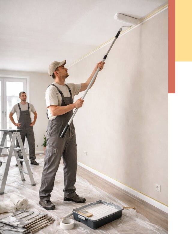 Покраска потолка из гипсокартона в Еманжелинске от 4622 руб./м2 — услуги под ключ | ОТДЕЛОЧНИК-Мнж