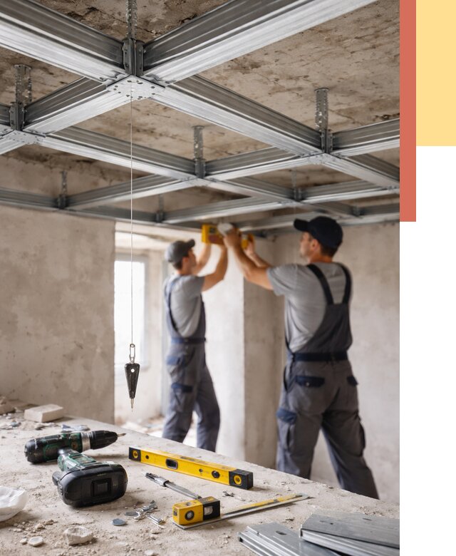 Монтаж каркаса потолка из профиля в Еманжелинске от 4622 руб. — услуги ОТДЕЛОЧНИК-Мнж