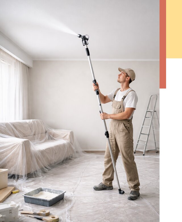 Покраска потолка краскопультом в Еманжелинске от 4622 руб. быстро и недорого | ОТДЕЛОЧНИК-Мнж