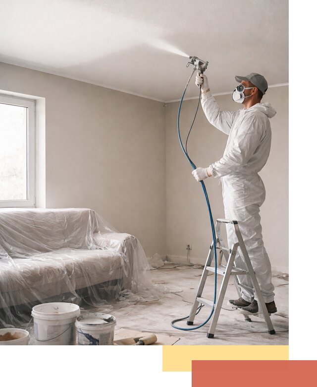 Покраска потолка краскопультом в Еманжелинске быстро и качественно