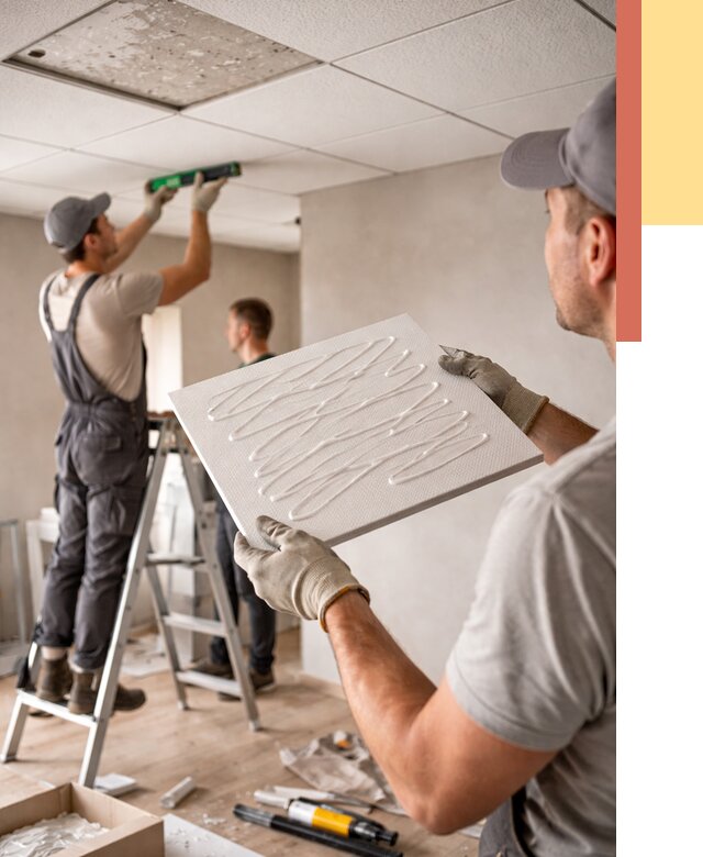 Монтаж потолочной плитки в Еманжелинске от 4622 руб. — быстро и недорого | ОТДЕЛОЧНИК-Мнж